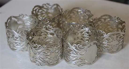 Set 6 silver napkin rings